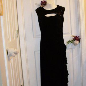 R&M RICHARDS 10P Black Sequin Cocktail Dress